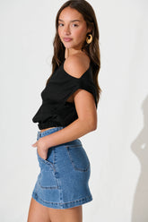 Black Cotton Linen Lucille Blouse